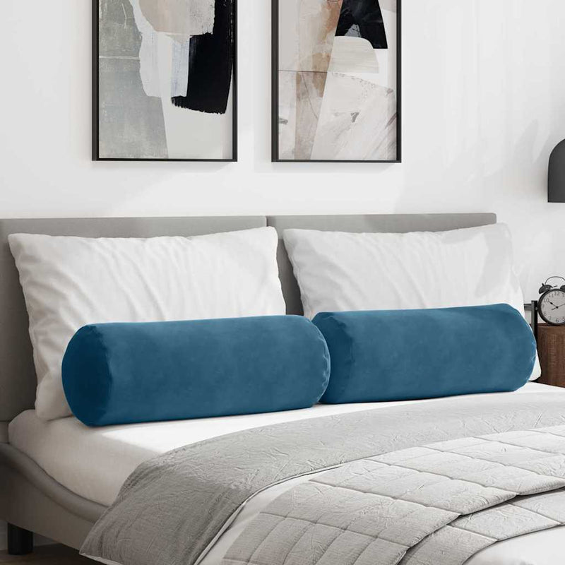 Chargez l'image dans la visionneuse de la galerie, Vidaxl bolster kussens 2 stuks blauw ø 25 x 70 cm cordstof