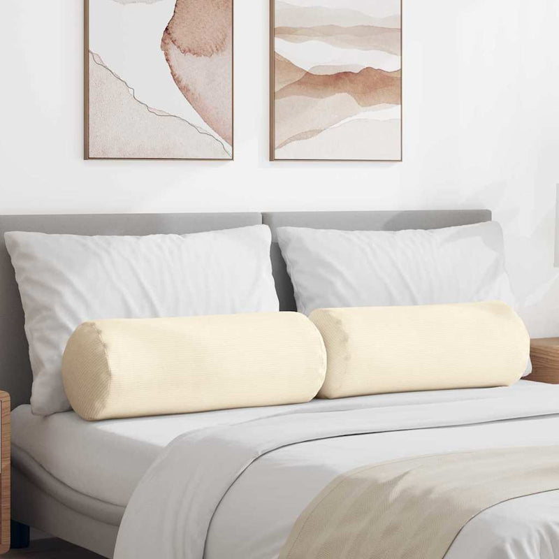 ギャラリービューアに画像をロードする, Vidaxl bolster kussens 2 stuks crème ø 25 x 70 cm cordstof