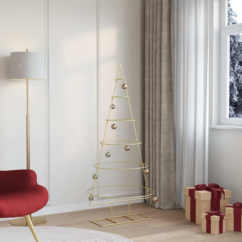 Afbeelding laden in galerijviewer, Vidaxl metalen kerstboom met standaard goud 148 cm poedergecoat staal