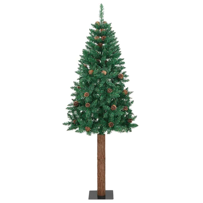 ギャラリービューアに画像をロードする, Vidaxl slanke kerstboom groen 180 cm pvc en massief dennenhout