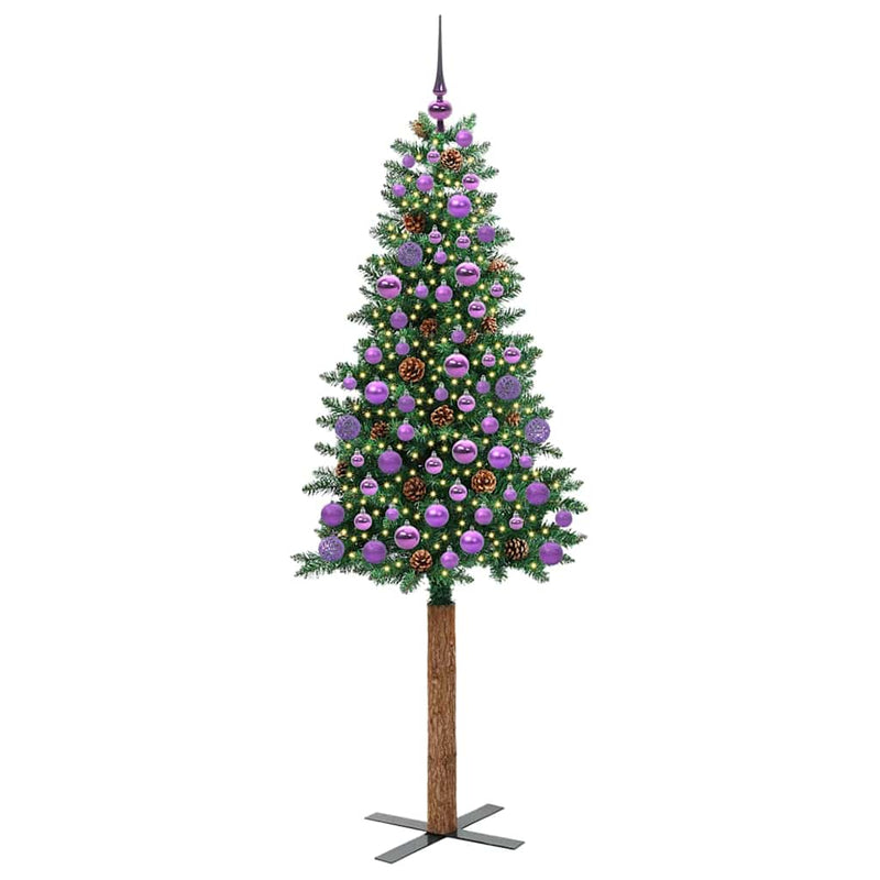 ギャラリービューアに画像をロードする, Vidaxl slanke kerstboom groen 180 cm pvc en massief dennenhout