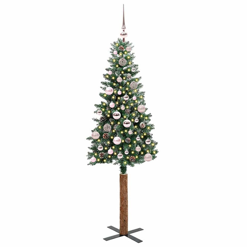 ギャラリービューアに画像をロードする, Vidaxl slanke kerstboom groen 150 cm pvc en massief dennenhout