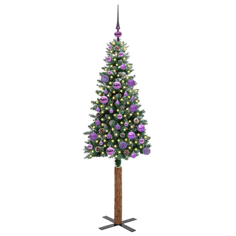 ギャラリービューアに画像をロードする, Vidaxl slanke kerstboom groen 150 cm pvc en massief dennenhout