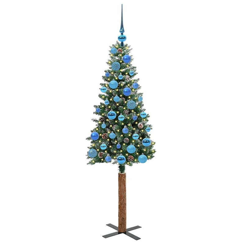 ギャラリービューアに画像をロードする, Vidaxl slanke kerstboom groen 150 cm pvc en massief dennenhout