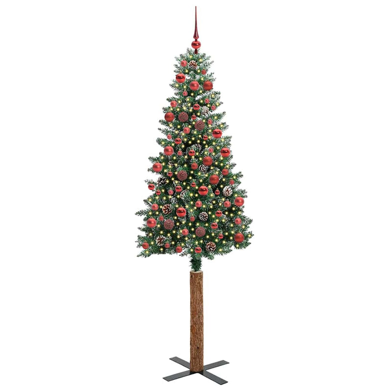 ギャラリービューアに画像をロードする, Vidaxl slanke kerstboom groen 180 cm pvc en massief dennenhout