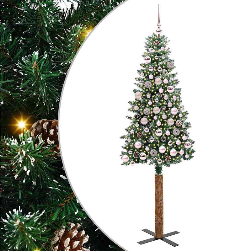 ギャラリービューアに画像をロードする, Vidaxl slanke kerstboom groen 180 cm pvc en massief dennenhout