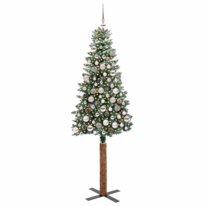 ギャラリービューアに画像をロードする, Vidaxl slanke kerstboom groen 180 cm pvc en massief dennenhout