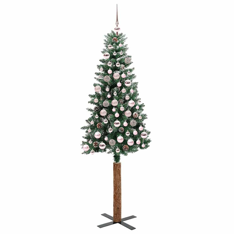 ギャラリービューアに画像をロードする, Vidaxl slanke kerstboom groen 180 cm pvc en massief dennenhout