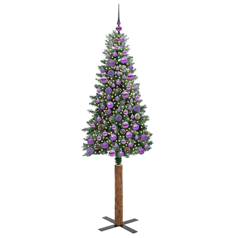 ギャラリービューアに画像をロードする, Vidaxl slanke kerstboom groen 180 cm pvc en massief dennenhout