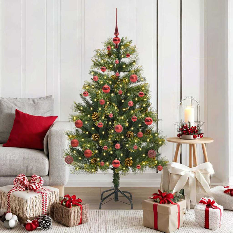 Afbeelding laden in galerijviewer, Vidaxl kunstmatige scharnier kerstboom met cones groen 150 cm