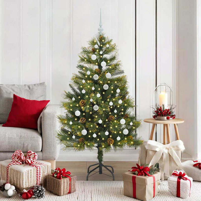 Afbeelding laden in galerijviewer, Vidaxl kunstmatige scharnier kerstboom met cones groen 150 cm