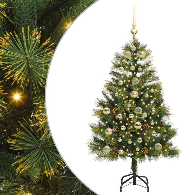 Afbeelding laden in galerijviewer, Vidaxl kunstmatige scharnier kerstboom met cones groen 150 cm