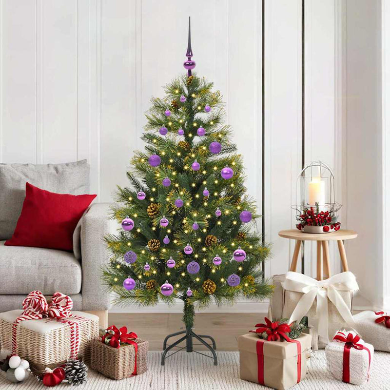 Afbeelding laden in galerijviewer, Vidaxl kunstmatige scharnier kerstboom met cones groen 150 cm