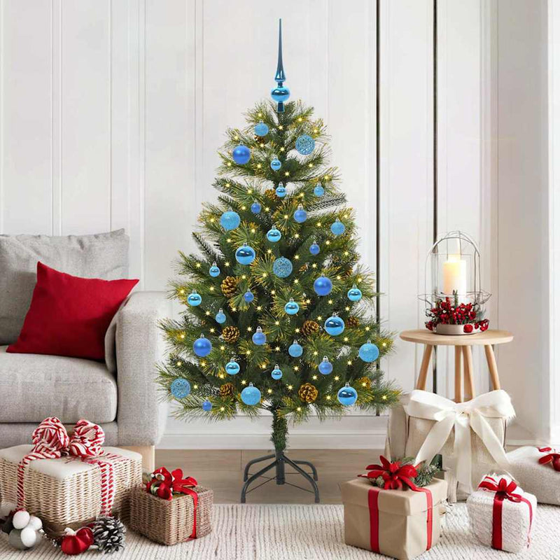 Afbeelding laden in galerijviewer, Vidaxl kunstmatige scharnier kerstboom met cones groen 150 cm
