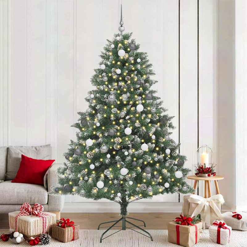 Afbeelding laden in galerijviewer, Vidaxl kunstkerstboom met 300 led groen 210 cm pvc en plastic en staal