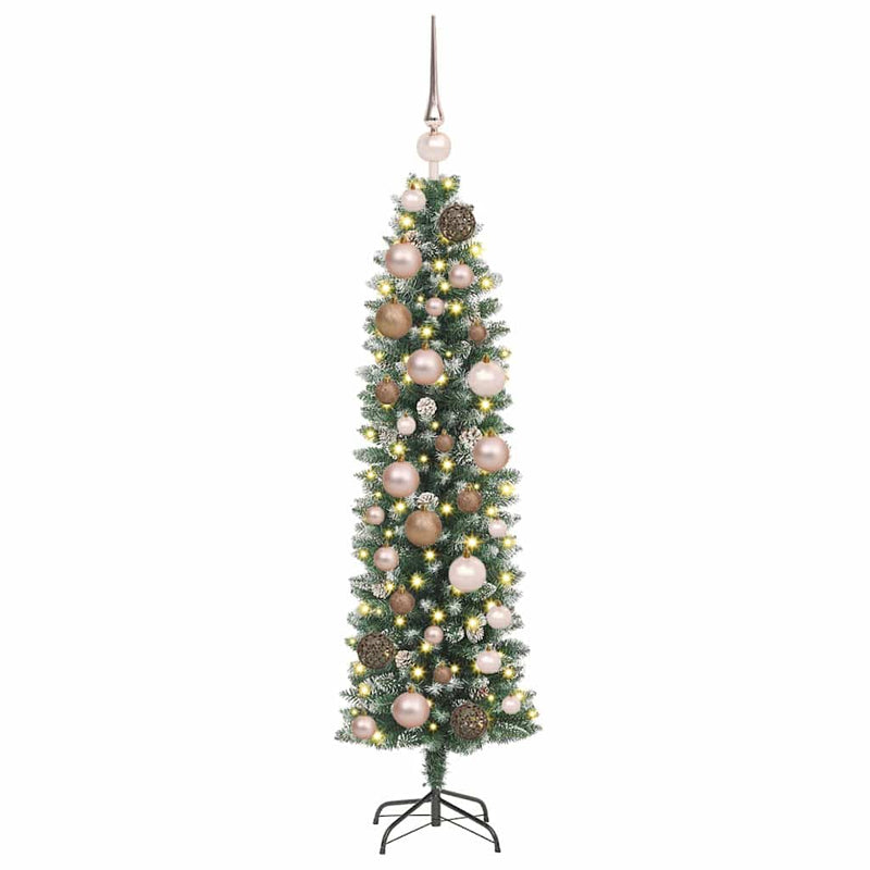 Chargez l'image dans la visionneuse de la galerie, Vidaxl kunstmatige slanke kerstboom met 150 led groen en wit 120 cm