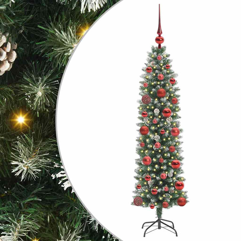 ギャラリービューアに画像をロードする, Vidaxl kunstmatige slanke kerstboom met 150 led groen en wit 120 cm