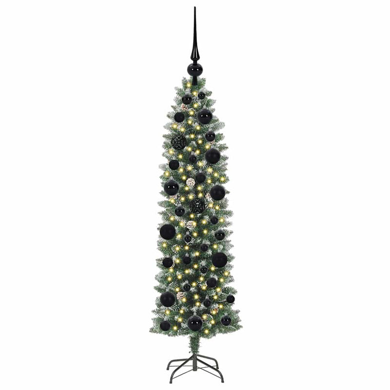 Afbeelding laden in galerijviewer, Vidaxl kunstmatige slanke kerstboom met 150 led groen en wit 120 cm
