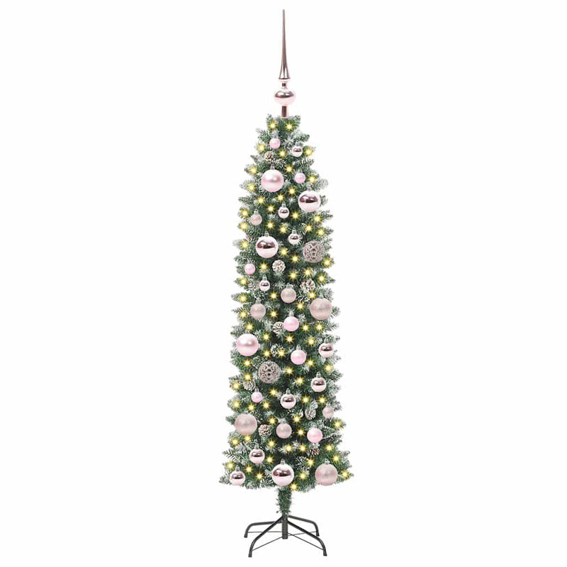 ギャラリービューアに画像をロードする, Vidaxl kunstmatige slanke kerstboom met 150 led groen en wit 120 cm