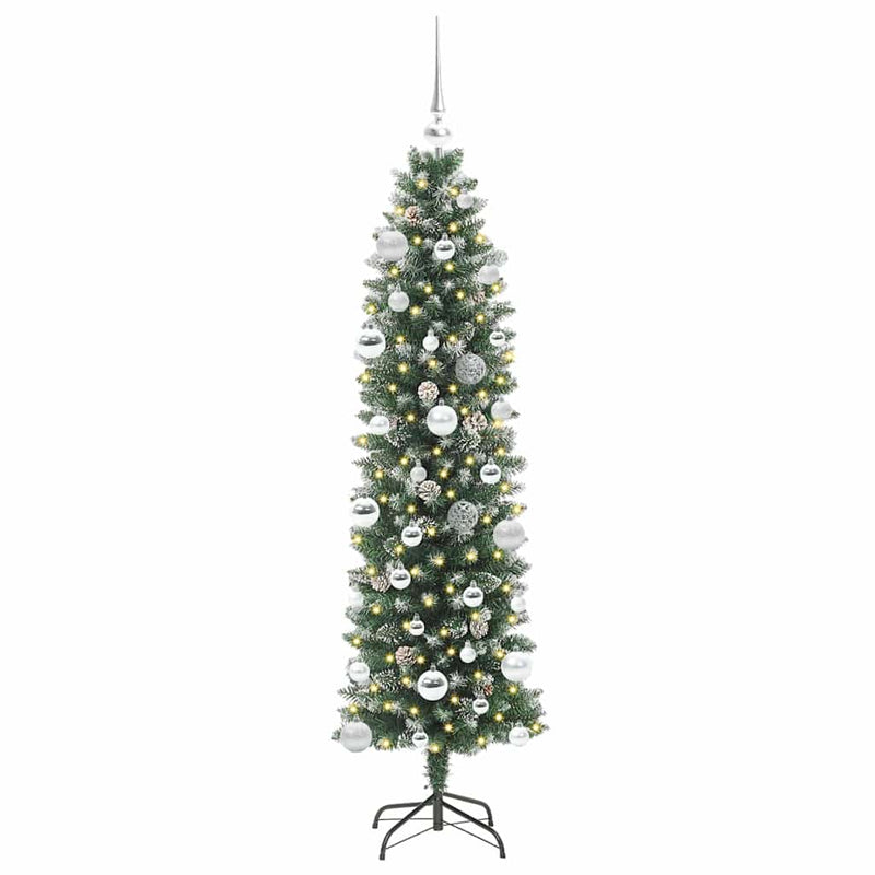 ギャラリービューアに画像をロードする, Vidaxl kunstmatige slanke kerstboom met 150 led groen en wit 150 cm