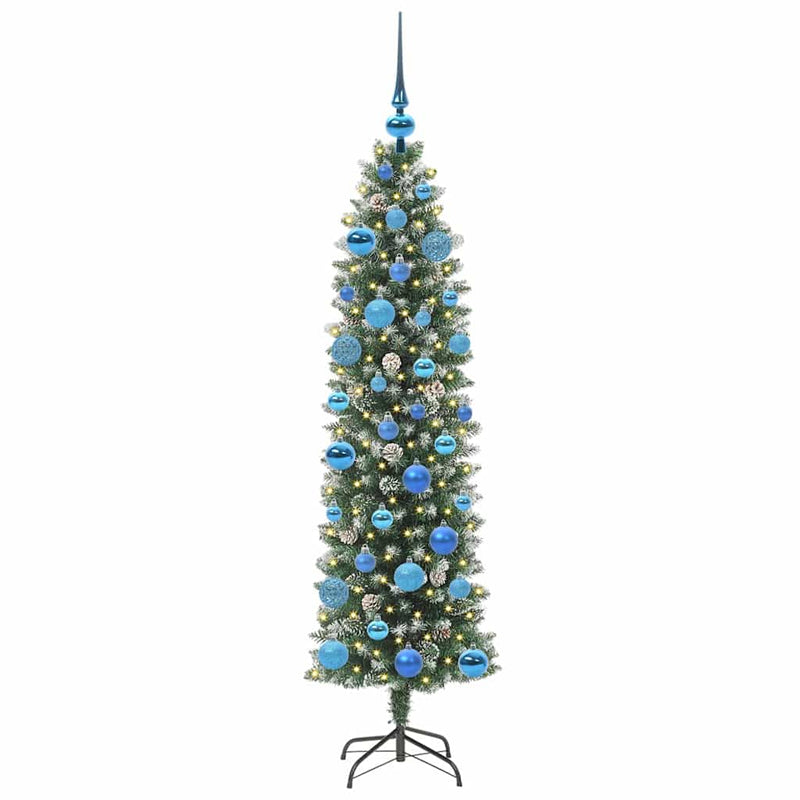 ギャラリービューアに画像をロードする, Vidaxl kunstmatige slanke kerstboom met 150 led groen en wit 150 cm