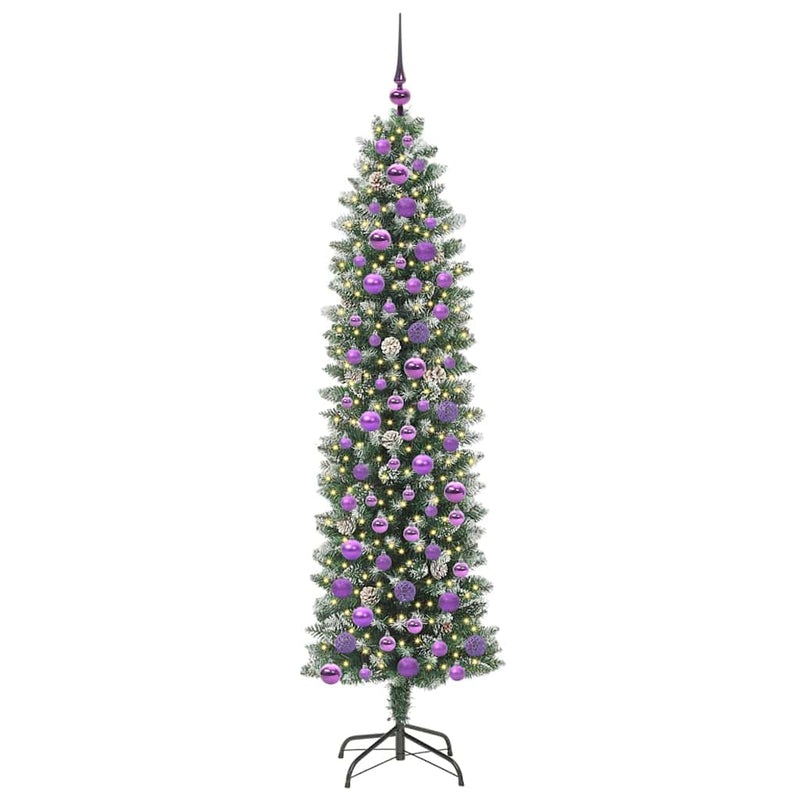 Afbeelding laden in galerijviewer, Vidaxl kunstmatige slanke kerstboom met 300 led groen en wit 180 cm