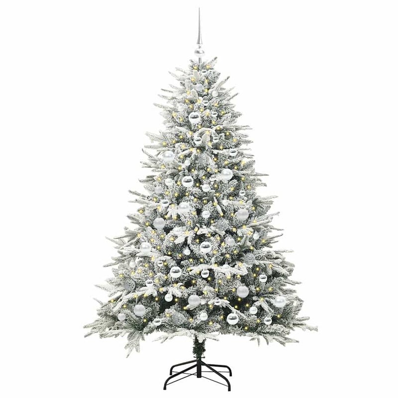 Afbeelding laden in galerijviewer, Vidaxl artificial pre-lit kerstboom met ballenset groen 180 cm