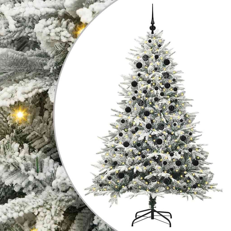 Afbeelding laden in galerijviewer, Vidaxl artificial pre-lit kerstboom met ballenset groen 210 cm