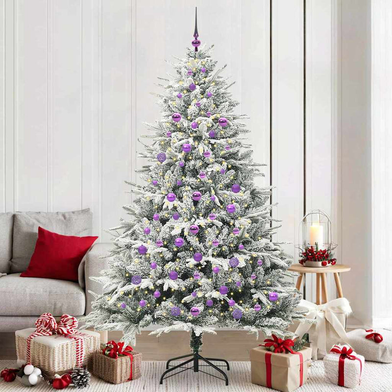 Afbeelding laden in galerijviewer, Vidaxl artificial pre-lit kerstboom met ballenset groen 210 cm