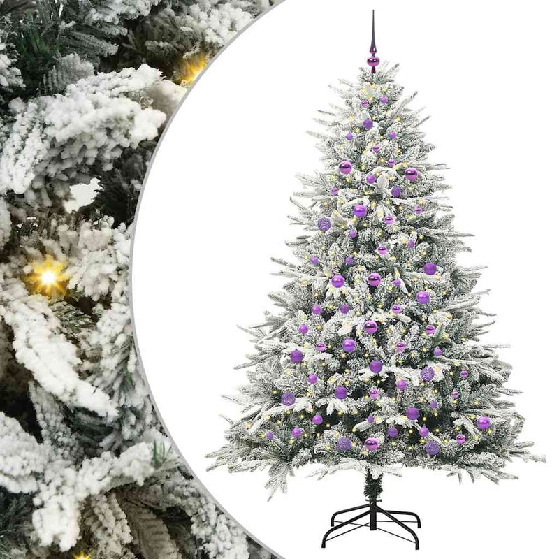 Afbeelding laden in galerijviewer, Vidaxl artificial pre-lit kerstboom met ballenset groen 210 cm