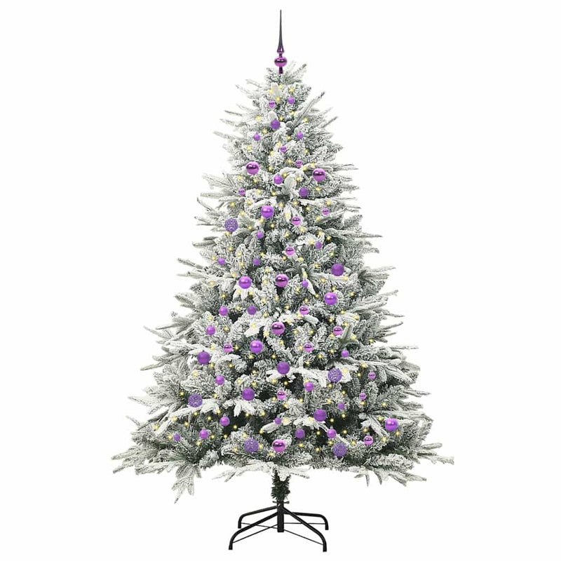 Afbeelding laden in galerijviewer, Vidaxl artificial pre-lit kerstboom met ballenset groen 210 cm