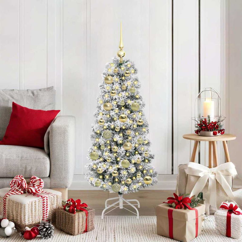 Afbeelding laden in galerijviewer, Vidaxl kunstmatige inklapbare kerstboom groen en wit 120 cm