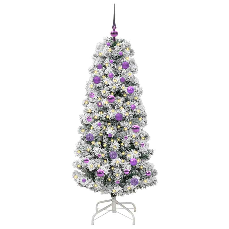 Afbeelding laden in galerijviewer, Vidaxl kunstmatige inklapbare kerstboom groen en wit 150 cm
