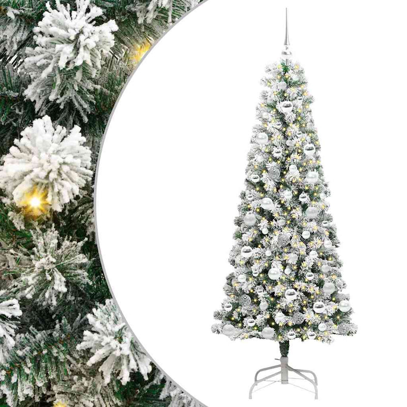 Afbeelding laden in galerijviewer, Vidaxl kunstmatige inklapbare kerstboom groen en wit 180 cm