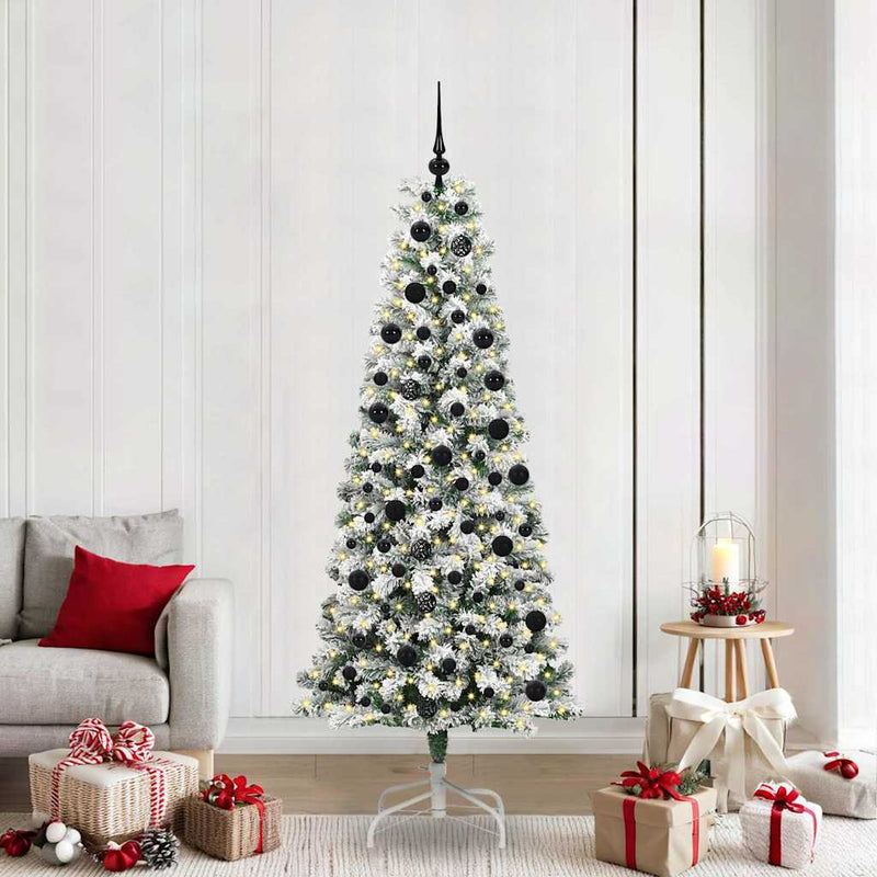 Afbeelding laden in galerijviewer, Vidaxl kunstmatige inklapbare kerstboom groen en wit 210 cm