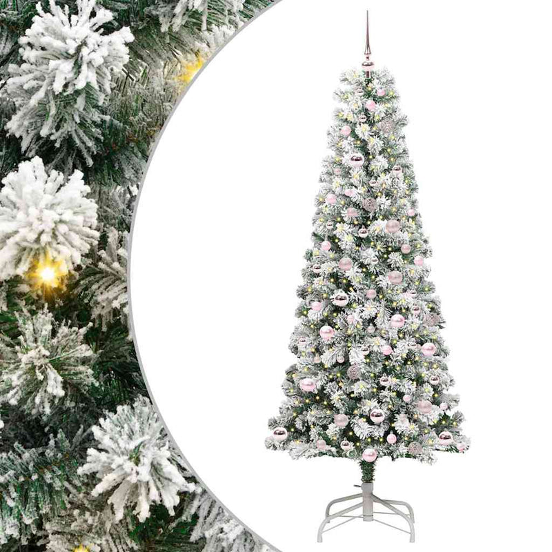 Afbeelding laden in galerijviewer, Vidaxl kunstmatige inklapbare kerstboom groen en wit 210 cm