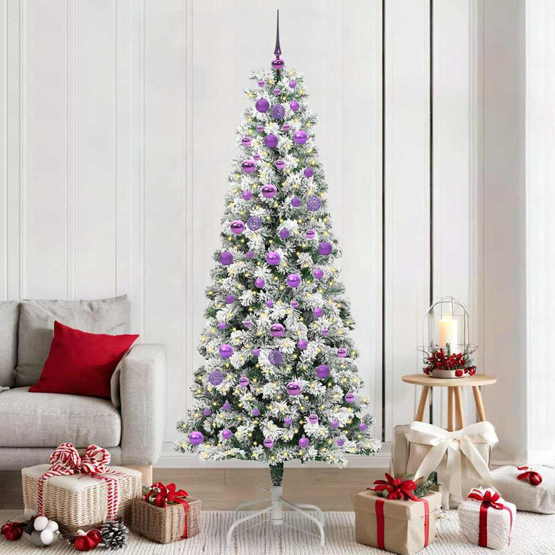 Afbeelding laden in galerijviewer, Vidaxl kunstmatige inklapbare kerstboom groen en wit 210 cm