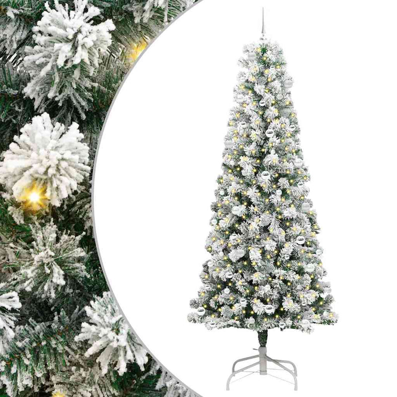 Afbeelding laden in galerijviewer, Vidaxl kunstmatige inklapbare kerstboom groen en wit 240 cm