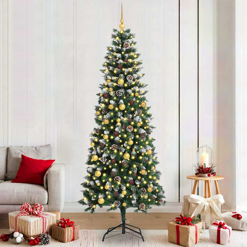 Afbeelding laden in galerijviewer, Vidaxl kunstkerstboom met 300 led groen 210 cm pvc en plastic en staal