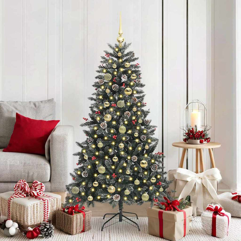 Afbeelding laden in galerijviewer, Vidaxl kunstkerstboom met 150 led groen 150 cm pvc en plastic en staal