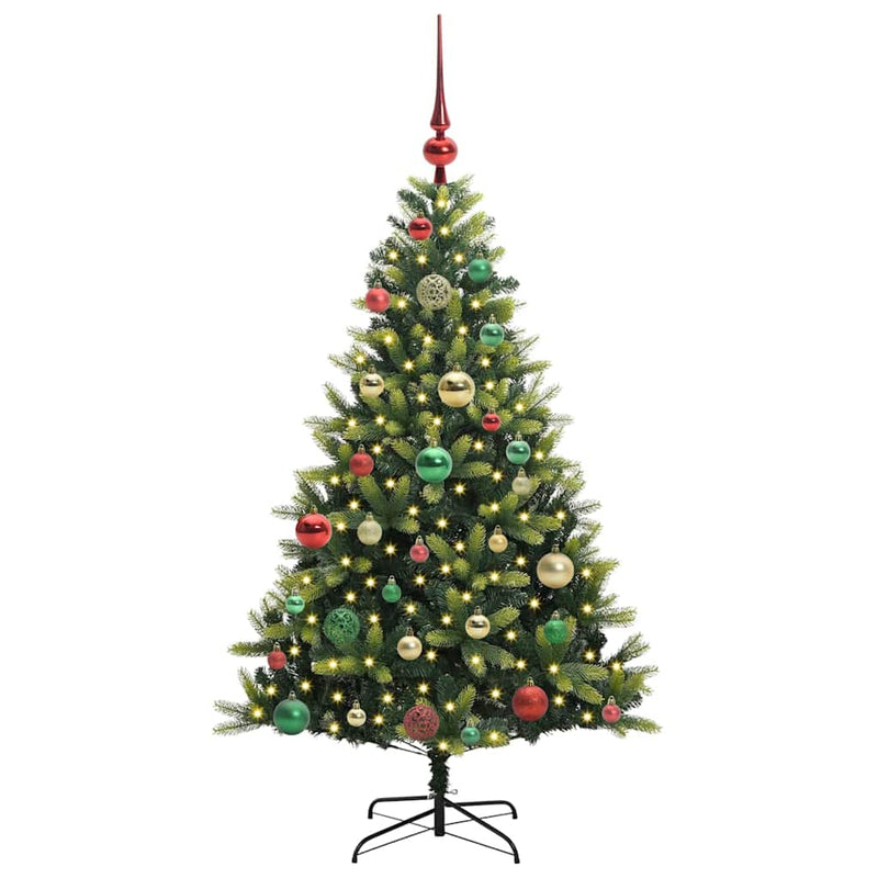 ギャラリービューアに画像をロードする, Vidaxl kunstkerstboom met scharnier 150 leds groen 120 cm pvc en pe