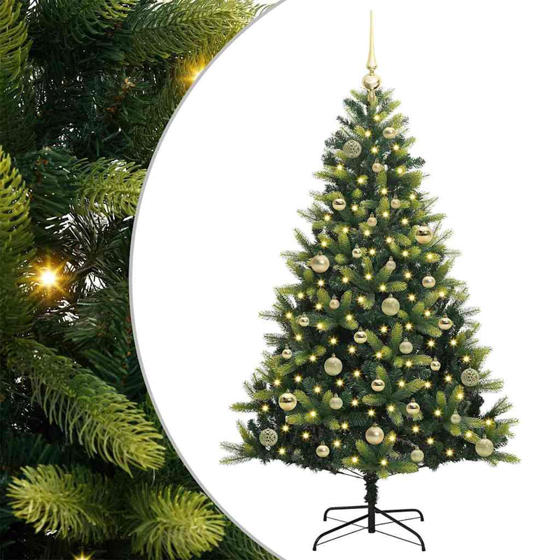 Chargez l'image dans la visionneuse de la galerie, Vidaxl kunstkerstboom met scharnier 150 leds groen 150 cm pvc en pe
