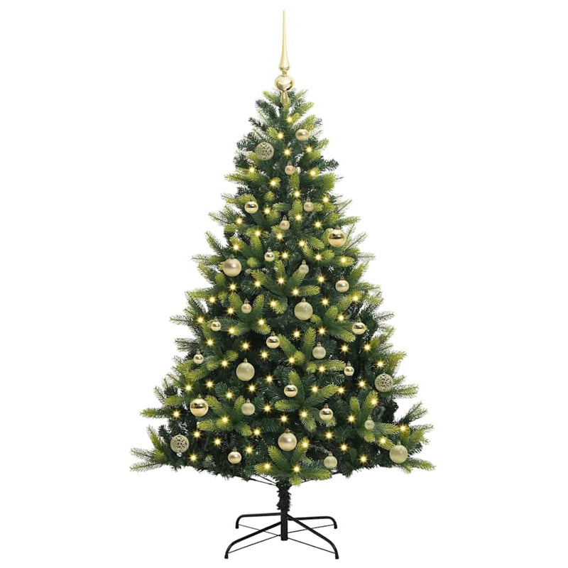 Chargez l'image dans la visionneuse de la galerie, Vidaxl kunstkerstboom met scharnier 150 leds groen 150 cm pvc en pe