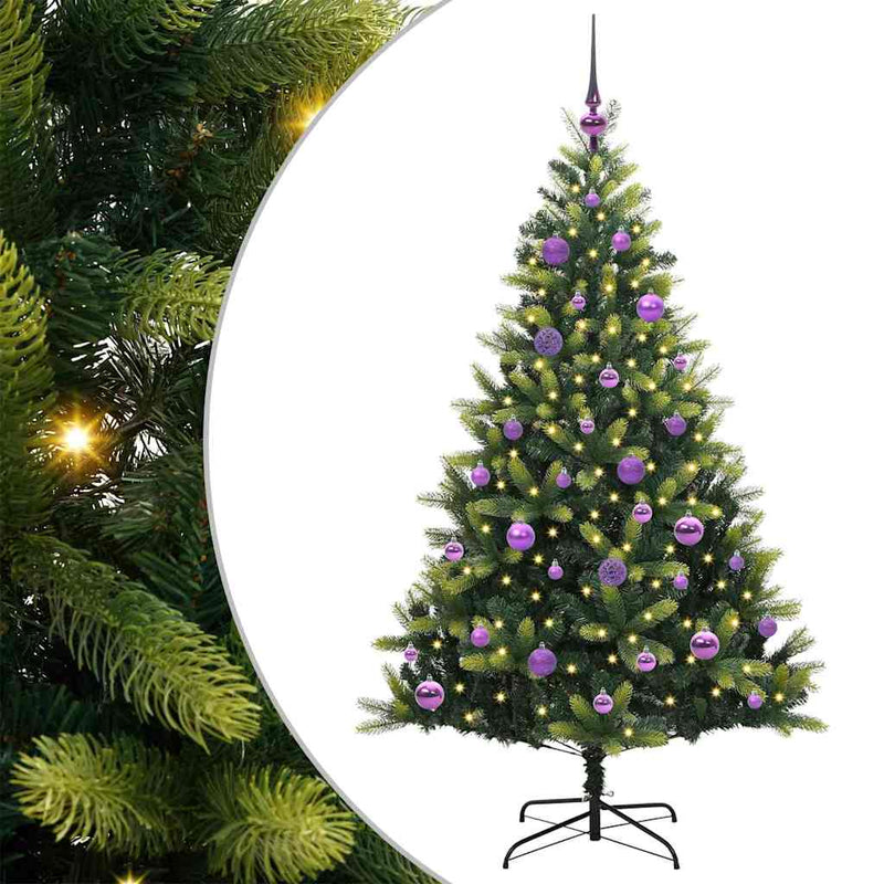 Chargez l'image dans la visionneuse de la galerie, Vidaxl kunstkerstboom met scharnier 150 leds groen 150 cm pvc en pe