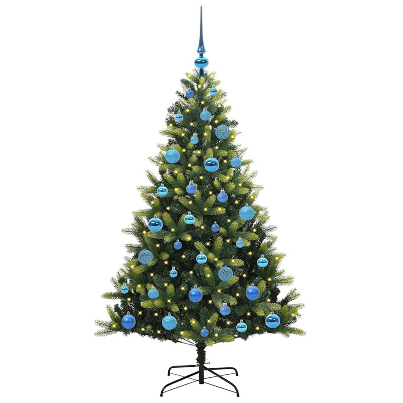 Chargez l'image dans la visionneuse de la galerie, Vidaxl kunstkerstboom met scharnier 150 leds groen 150 cm pvc en pe