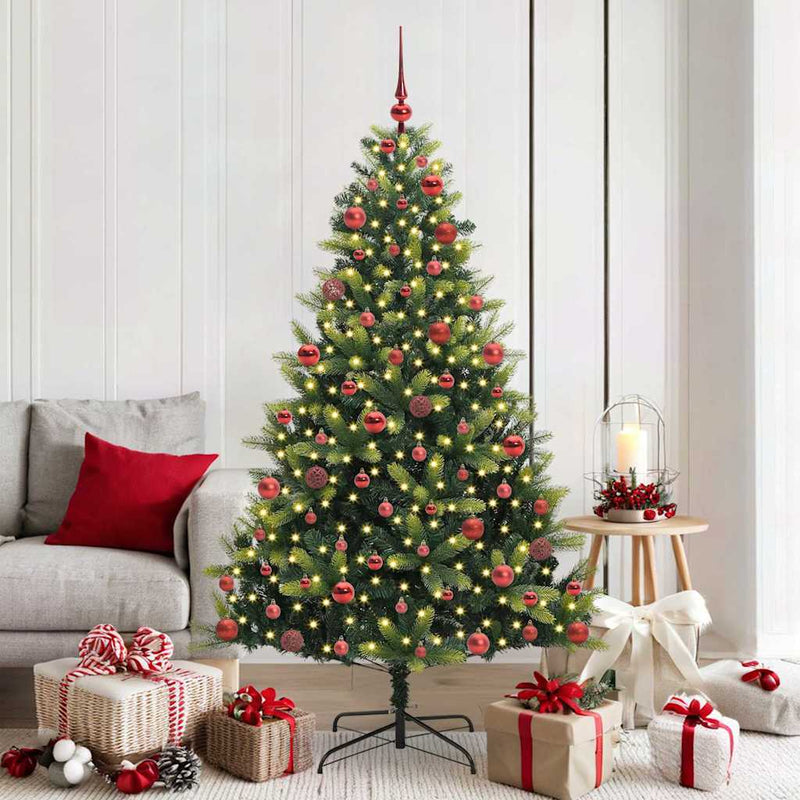 Afbeelding laden in galerijviewer, Vidaxl kunstkerstboom met scharnier 300 leds groen 180 cm pvc en pe