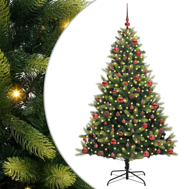 Afbeelding laden in galerijviewer, Vidaxl kunstkerstboom met scharnier 300 leds groen 180 cm pvc en pe