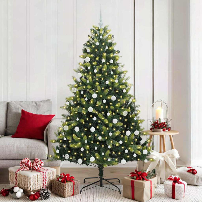 Afbeelding laden in galerijviewer, Vidaxl kunstkerstboom met scharnier 300 leds groen 180 cm pvc en pe