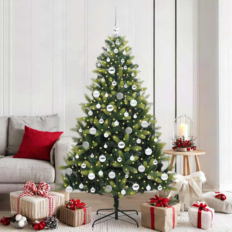 Afbeelding laden in galerijviewer, Vidaxl kunstkerstboom met scharnier 300 leds groen 180 cm pvc en pe