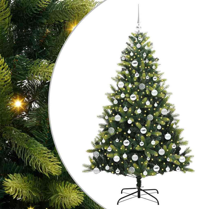 Afbeelding laden in galerijviewer, Vidaxl kunstkerstboom met scharnier 300 leds groen 180 cm pvc en pe